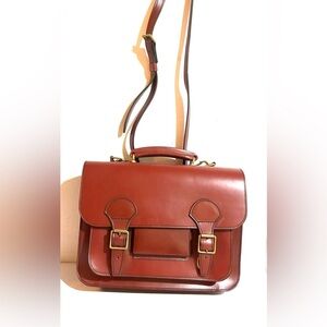 Rutherfords unisex burgundy leather crossbody briefcase handbag